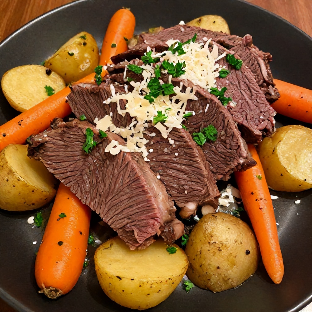 Plated serving of Italian Pot Roast