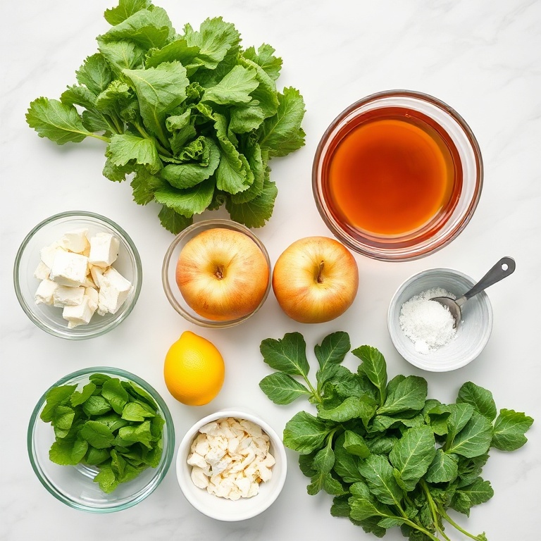 Raw ingredients for kale apple salad