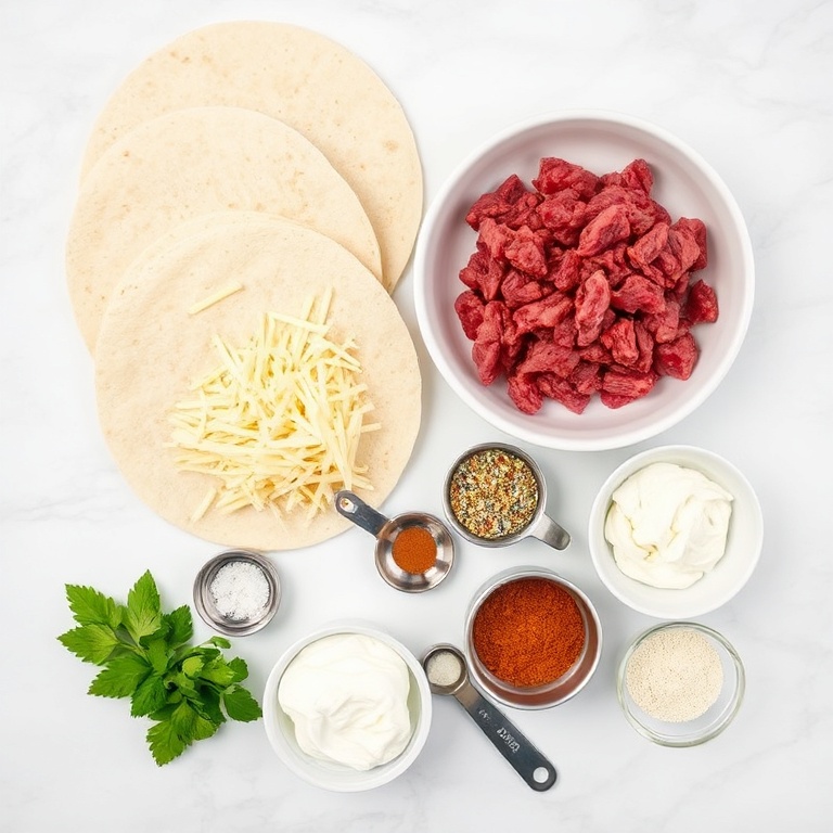 Ingredients for Keto Beef Crunchwraps