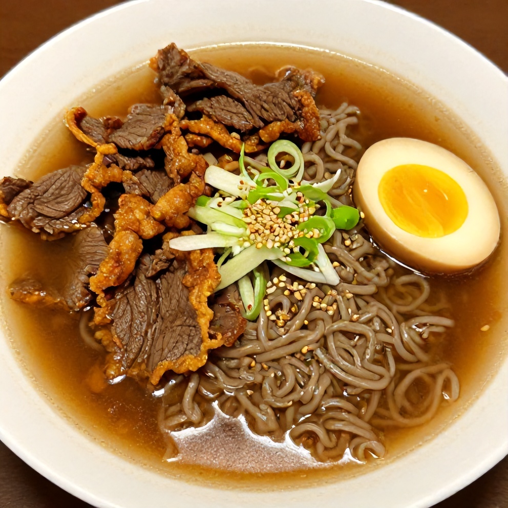Plated serving of Easy Korean Beef Ramen