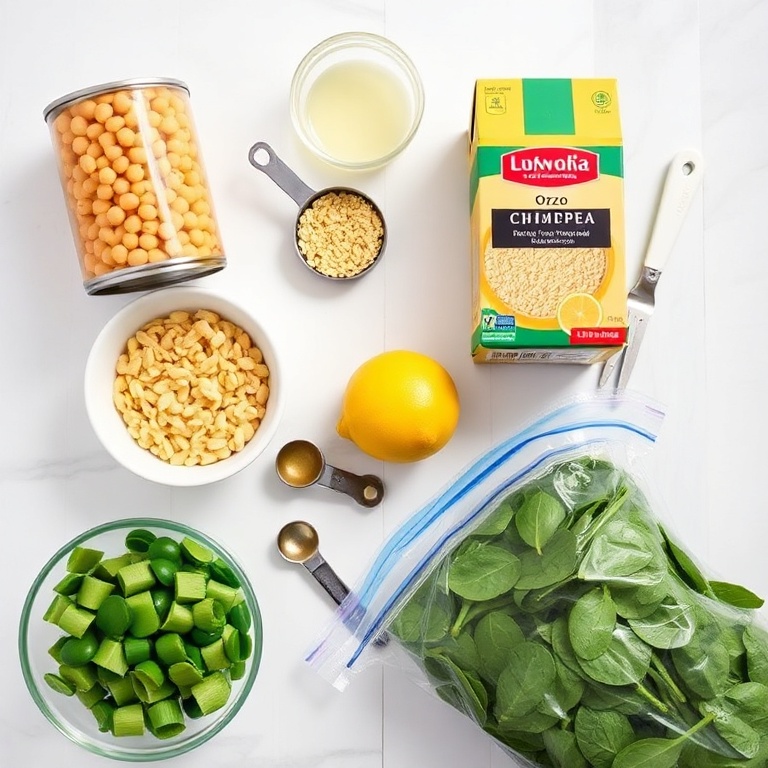 Raw Ingredients for Lemon Chickpea Orzo Soup