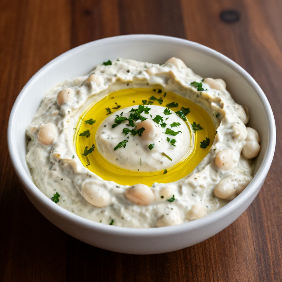 Lemon herb white bean dip served with veggies