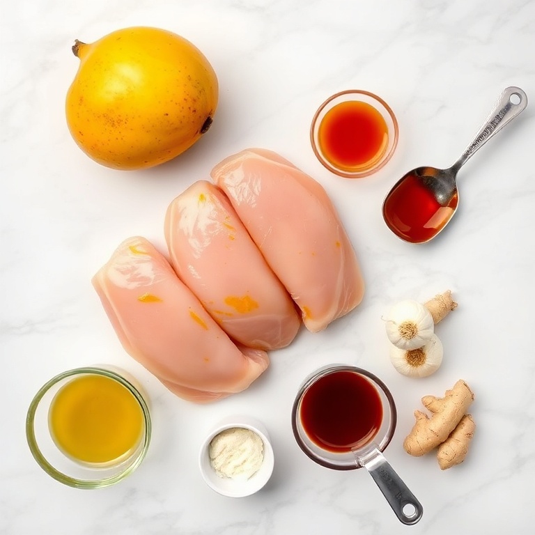 Raw Ingredients for Mango Glazed Chicken