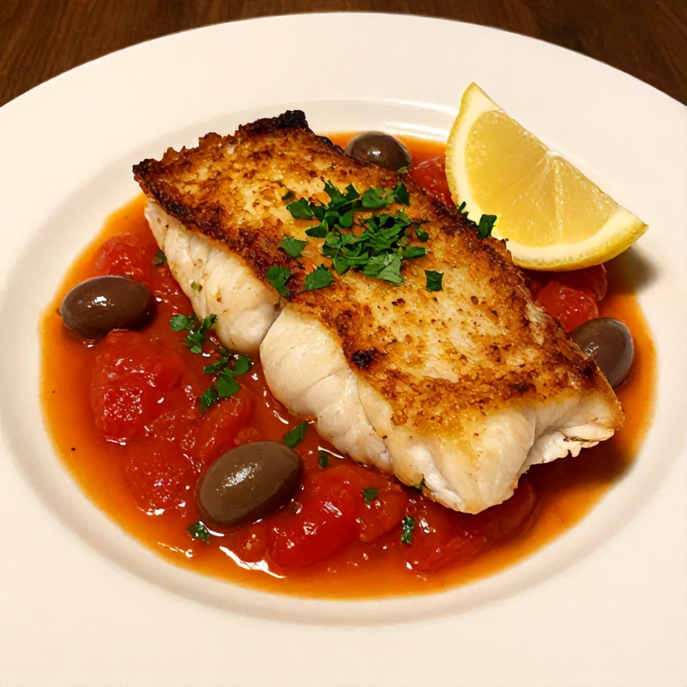 Plated Mediterranean Baked Cod