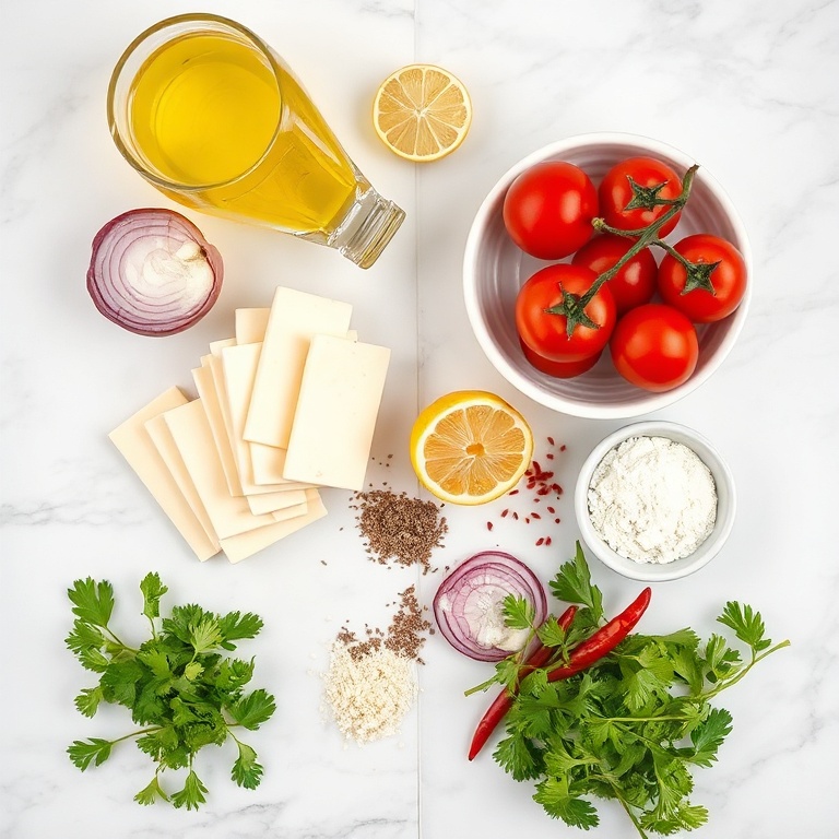 Halloumi Skewers Ingredients Flat Lay
