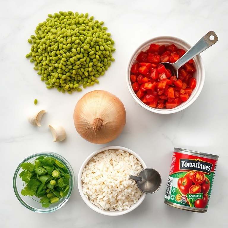 Mujadara Ingredients Flat Lay
