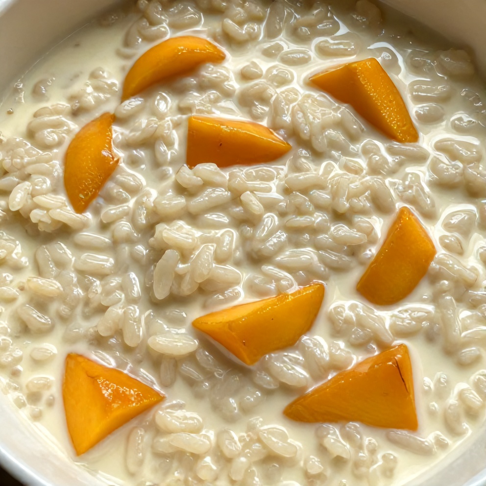 easy no-bake mango coconut rice pudding