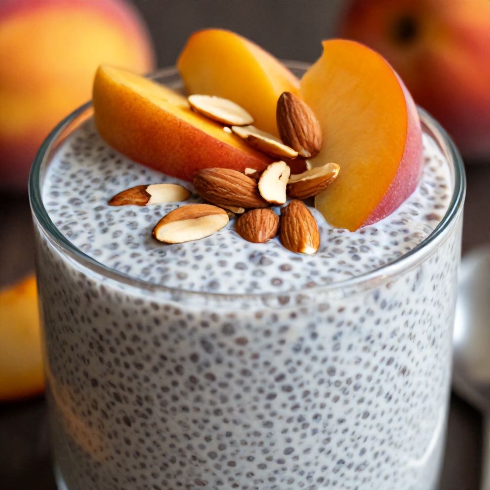 Peach Chia Pudding with Almonds