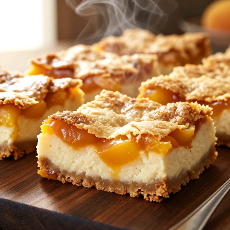 Easy Peach Cobbler Cheesecake Bars