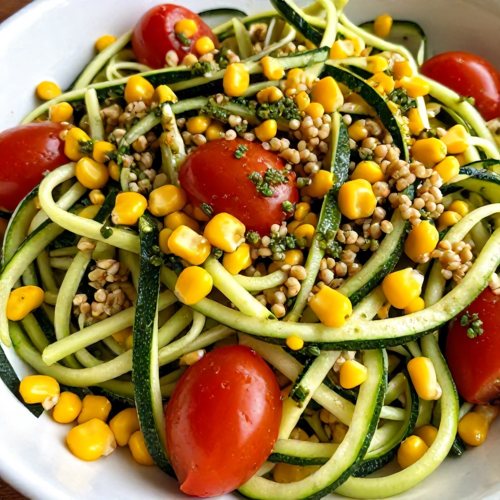 Easy Pesto Zucchini Corn Quinoa Salad