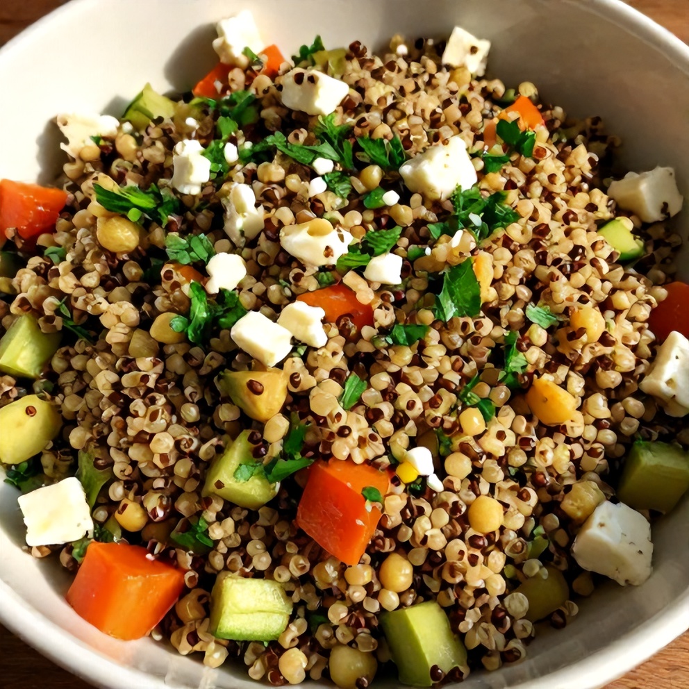 Quinoa Tabbouleh Salad with lemon dressing, served in a bowl