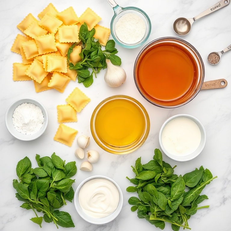 Raw Ingredients for Easy Ravioli Soup