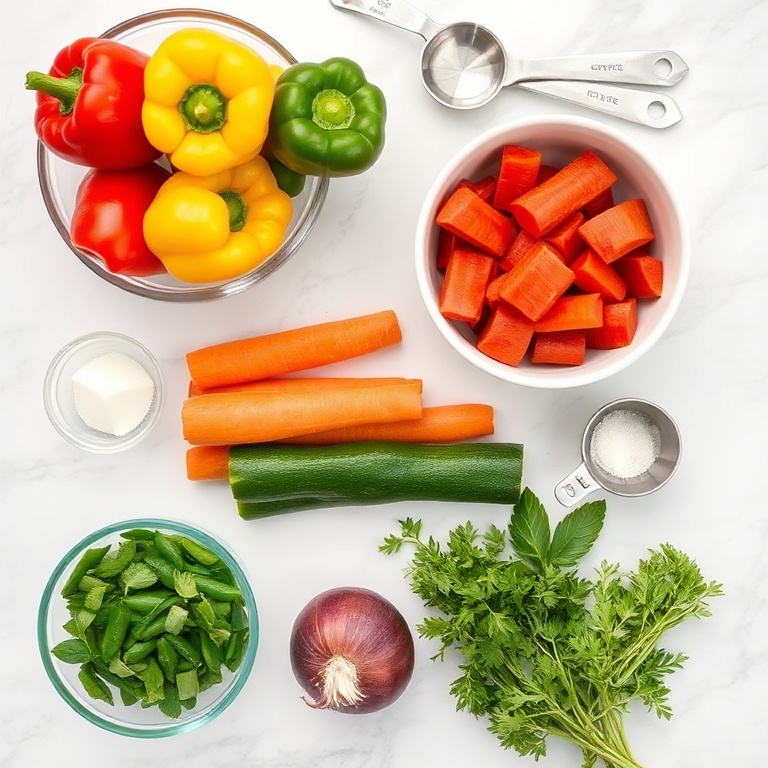 Raw Ingredients for Easy Roasted Rainbow Vegetables