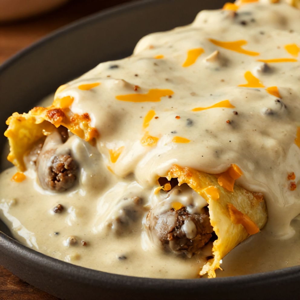 Easy Sausage Gravy Enchiladas
