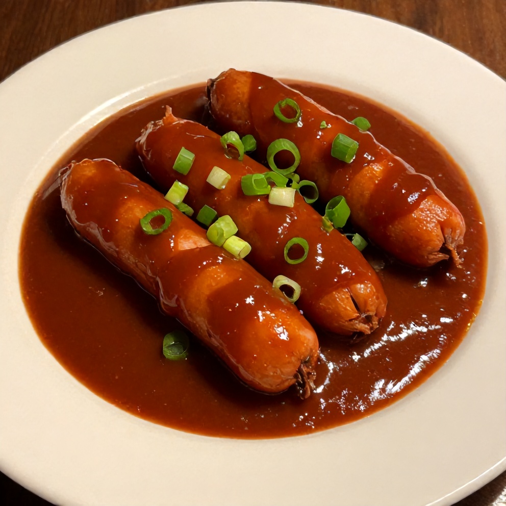 Plated little smokies in BBQ sauce