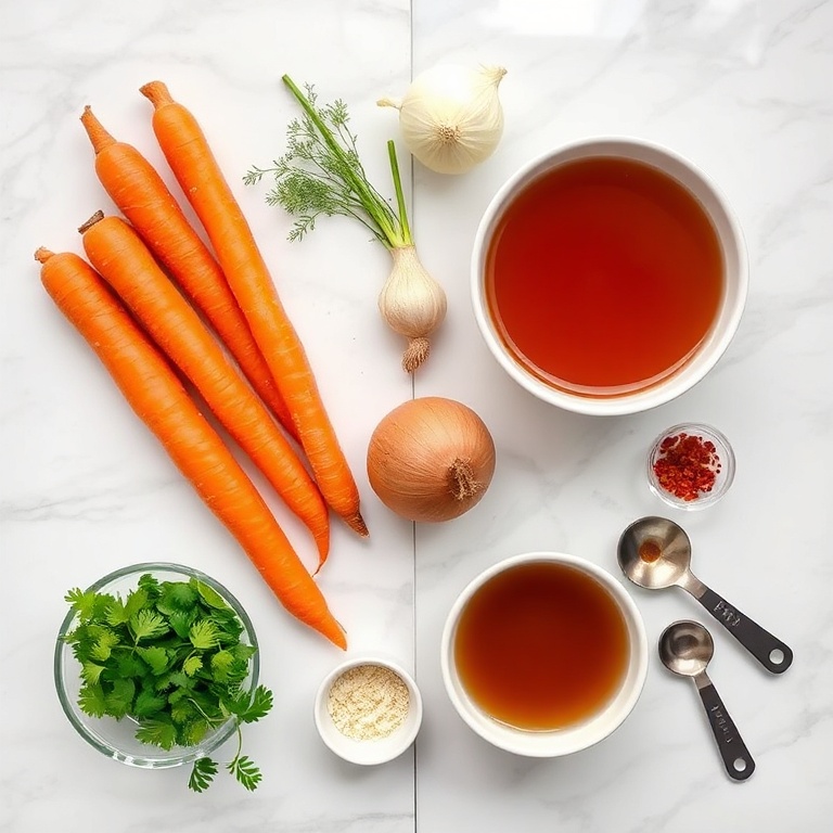 Raw ingredients for Spicy Miso Carrot Soup