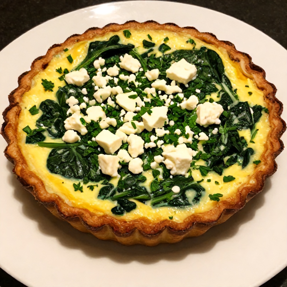 Freshly baked spinach and feta egg muffins on a white plate