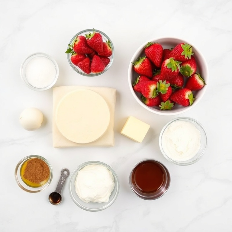 Raw Ingredients for Easy Strawberry Cinnamon Rolls