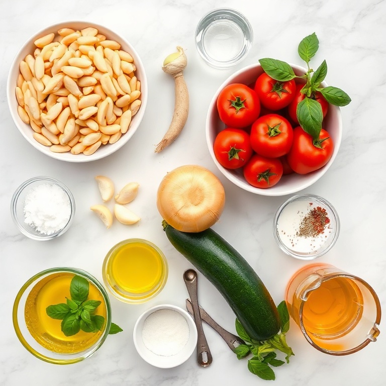Raw Ingredients for Easy Summer Minestrone Soup