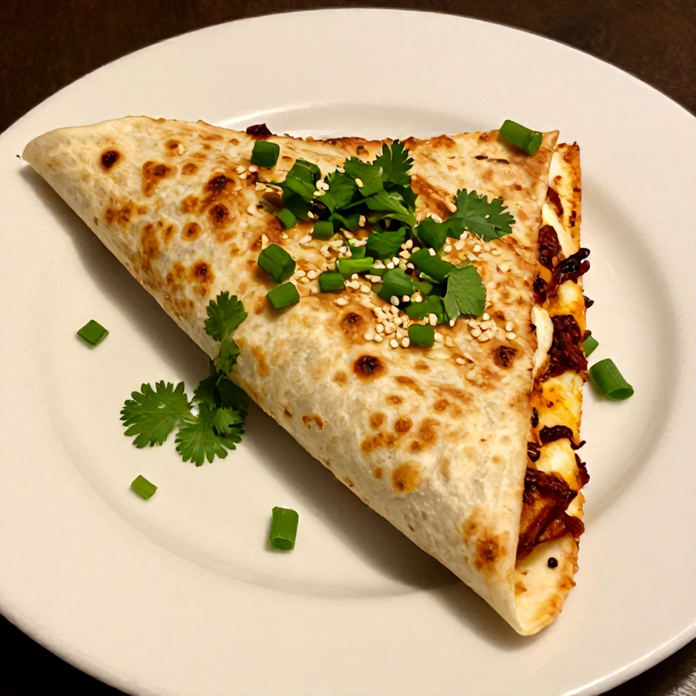 Plated Sweet Chili Halloumi Wraps with garnish