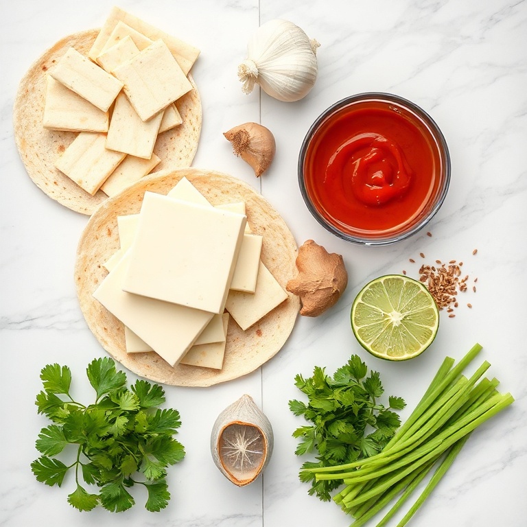 Raw ingredients for Sweet Chili Halloumi Wraps
