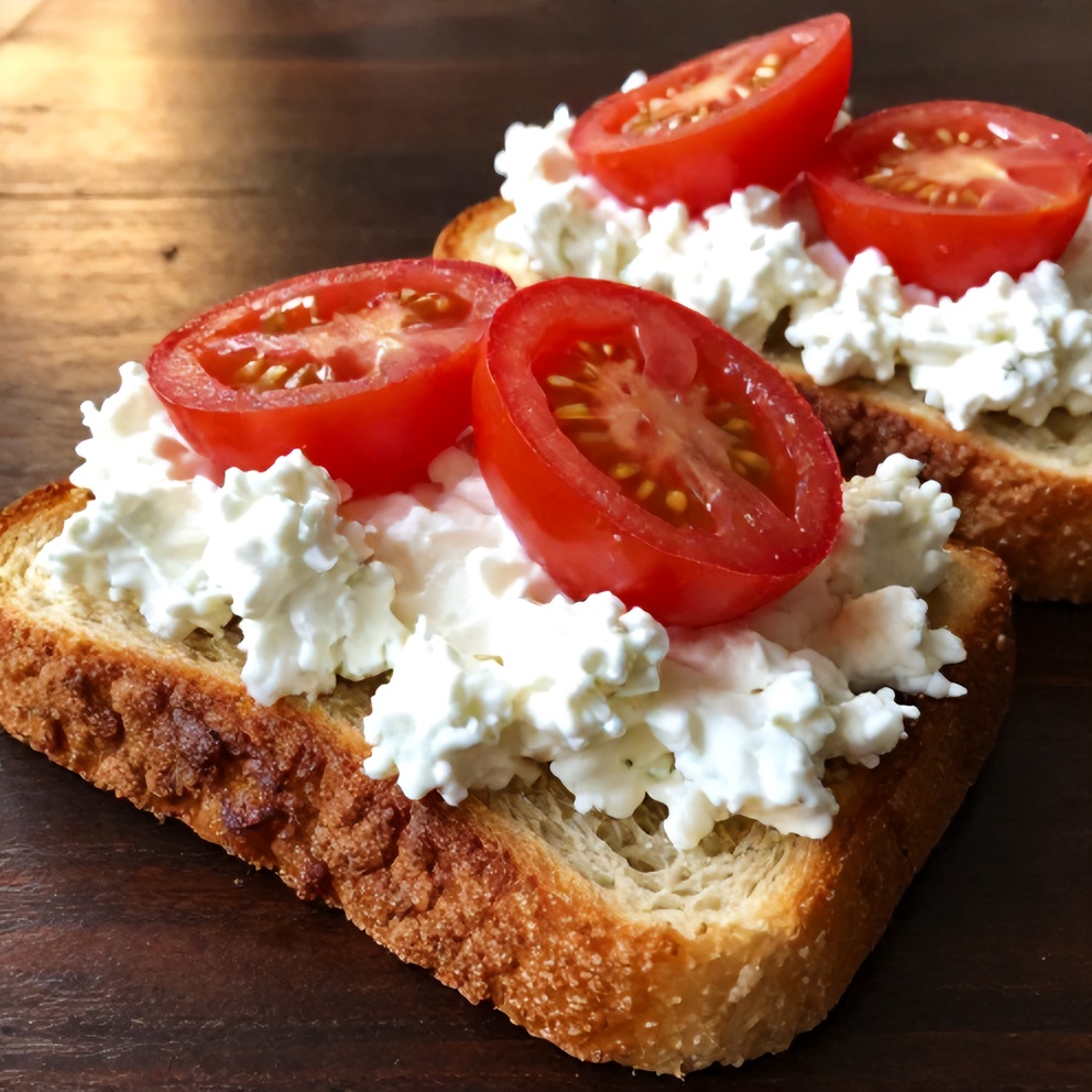 easy tomato cottage cheese toast
