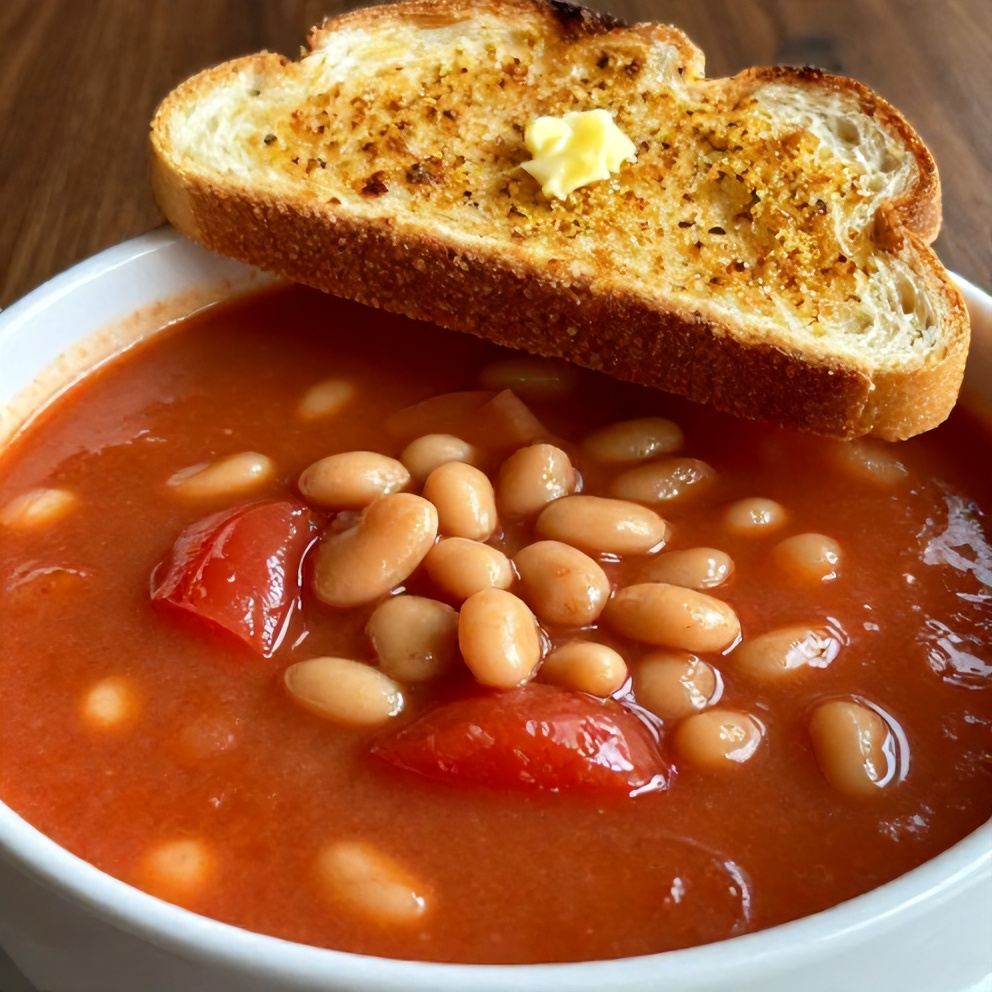 Tomato and White Bean Soup with Garlic Toast