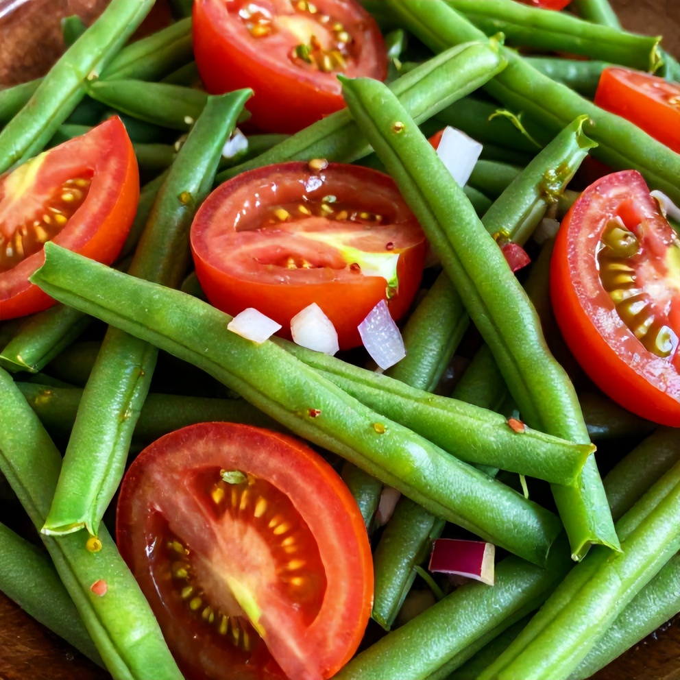 fresh green bean and tomato salad