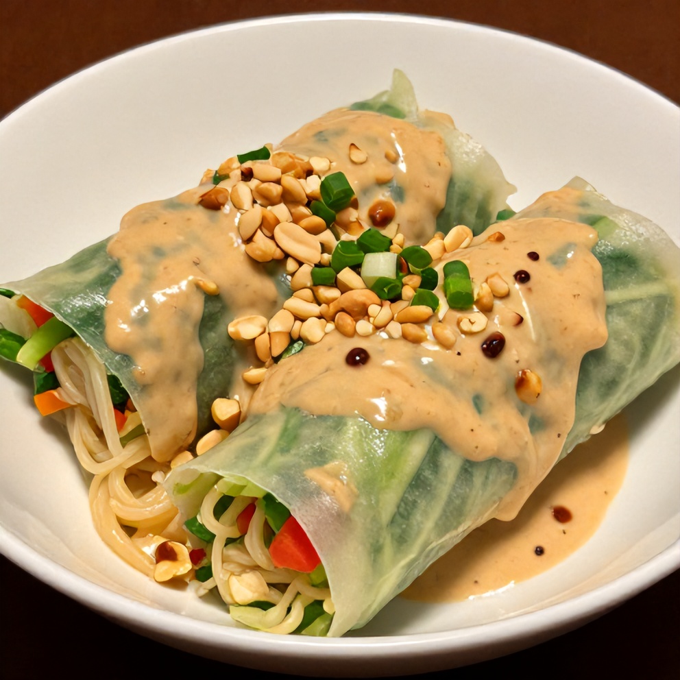 Fresh Spring Roll Bowl with Creamy Peanut Sauce