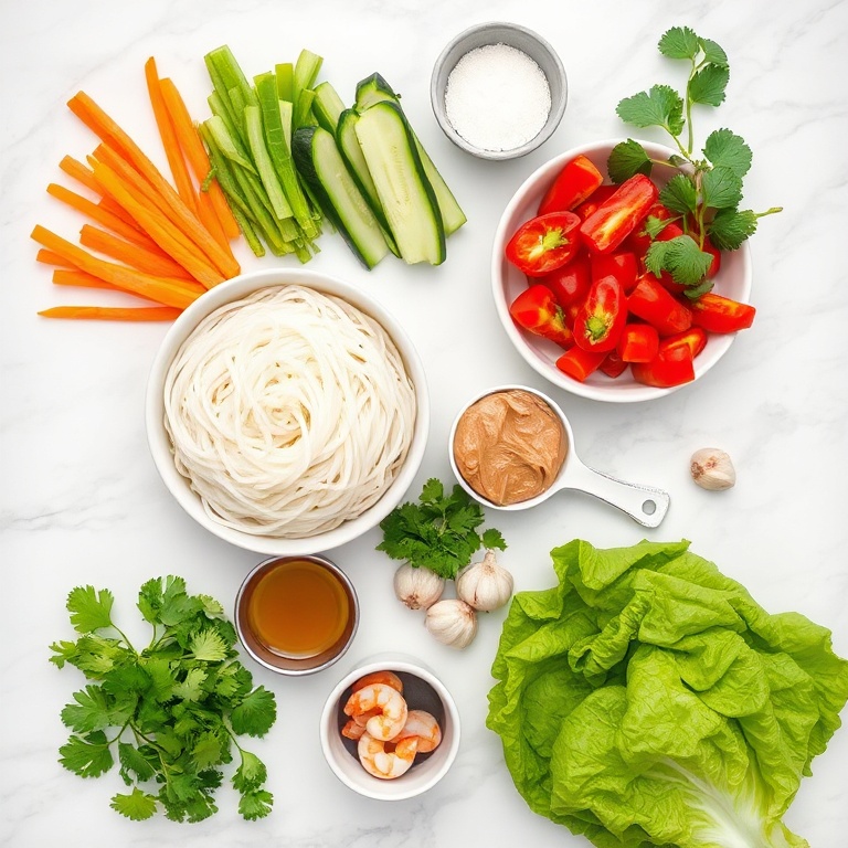 Raw ingredients for Fresh Spring Roll Bowl