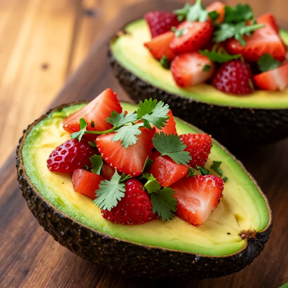 Fresh Strawberry Salsa Stuffed Avocados