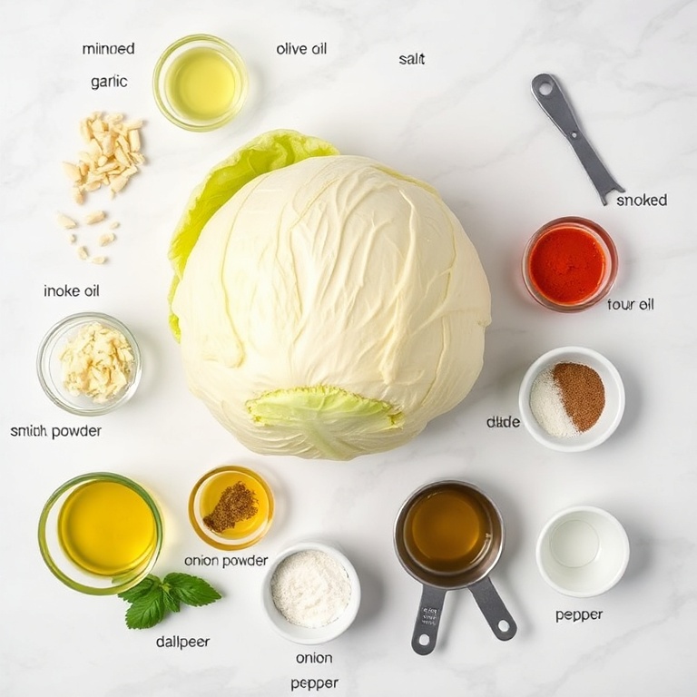 Raw Ingredients for Garlic Roasted Cabbage Steaks