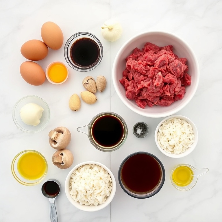 Raw ingredients for Hawaiian Loco Moco