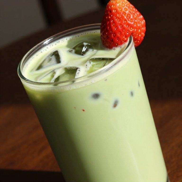 iced matcha strawberry latte
