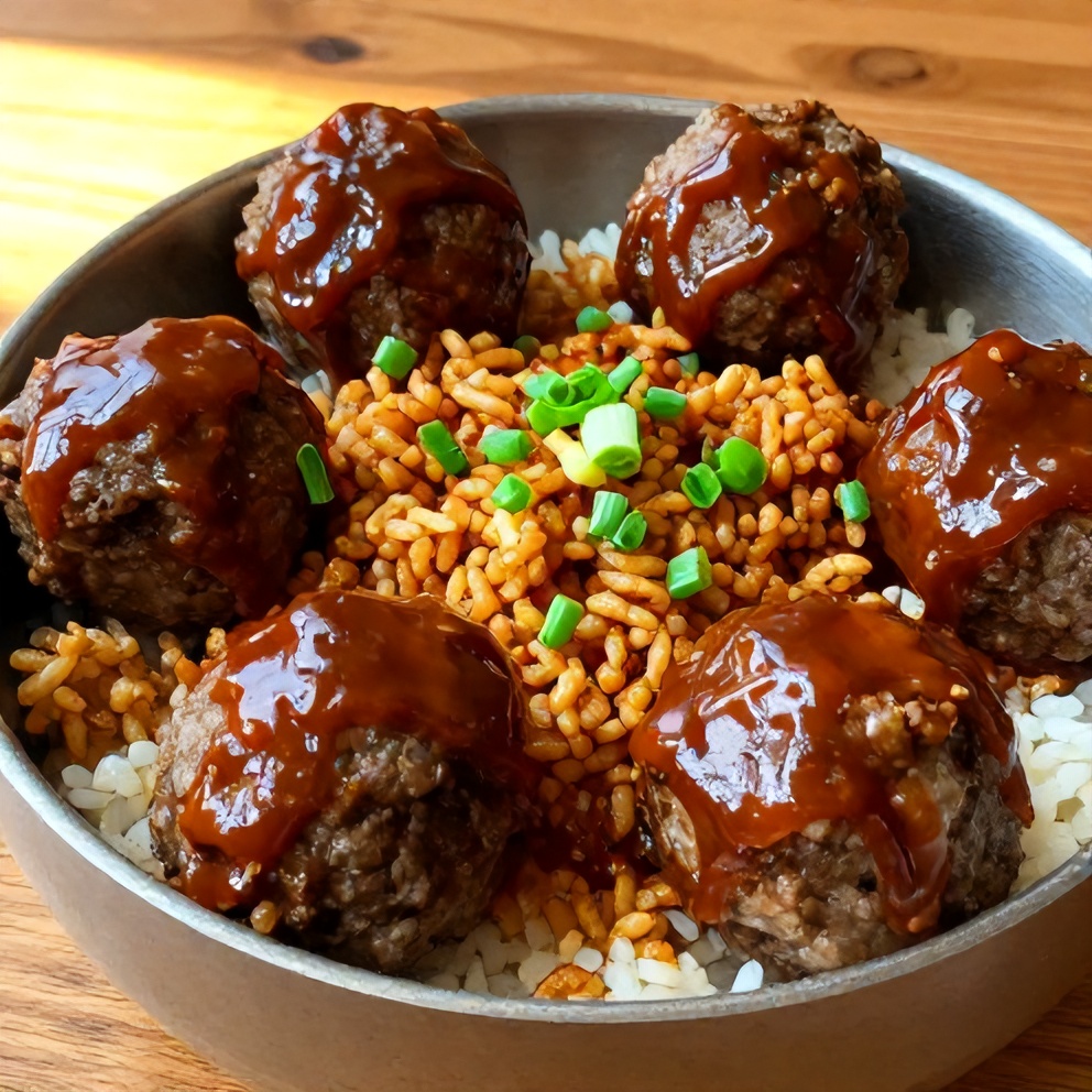 Korean BBQ Meatball Rice Bowls