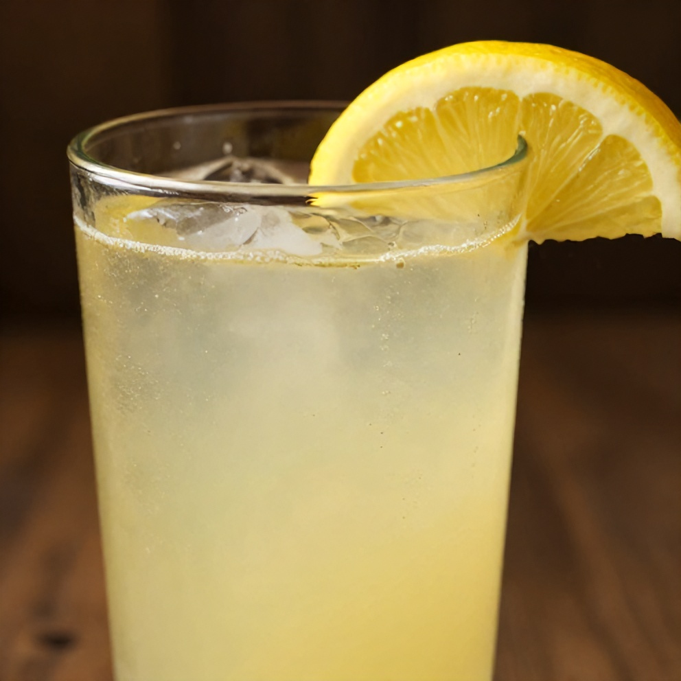 Lemon Ginger Wellness Water garnished with lemon slice