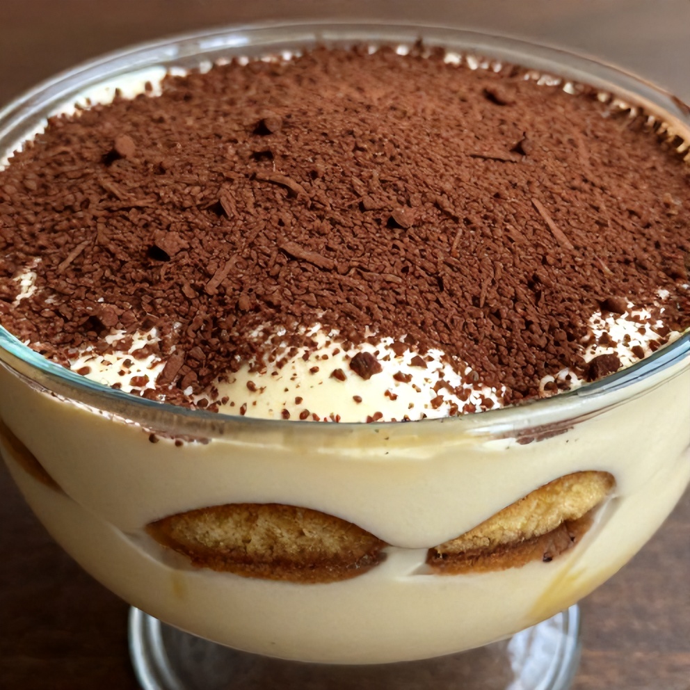 Lemon Tiramisu served in a glass bowl