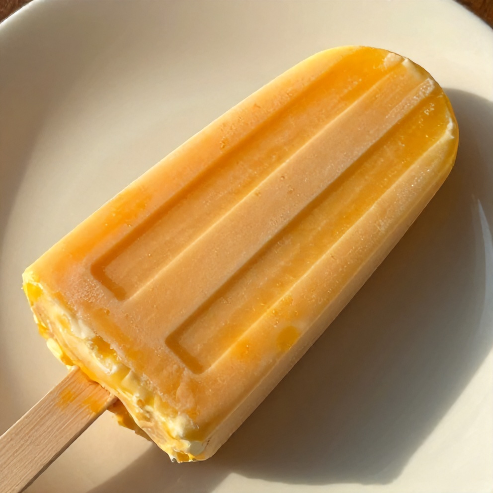 Mango Greek Yogurt Popsicle on a white plate