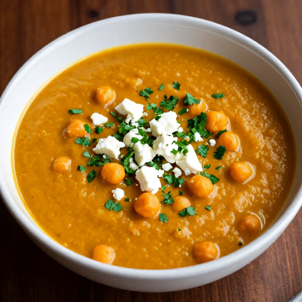 Bowl of Moroccan Sweet Potato and Chickpea Soup