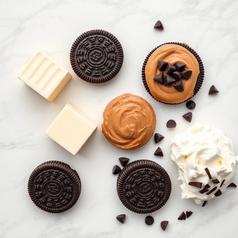 Raw ingredients for no-bake chocolate peanut butter pie