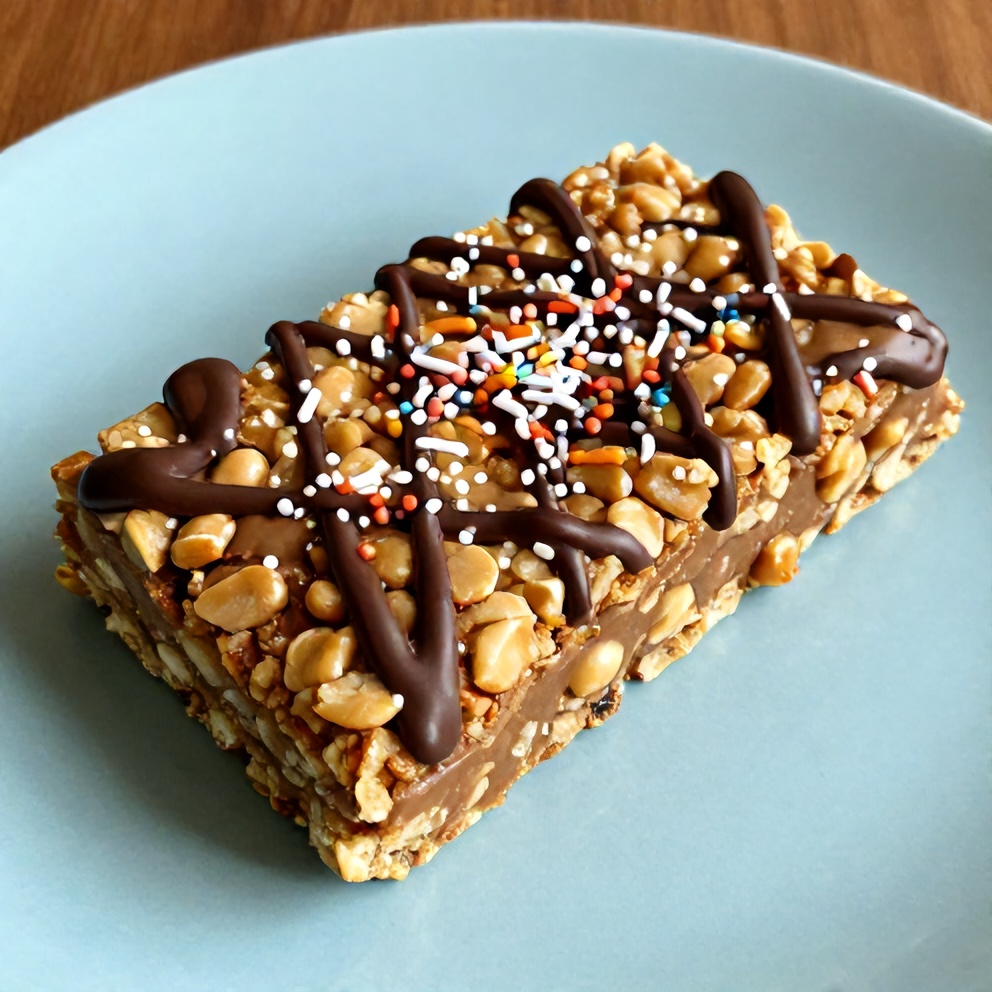 A single no-bake peanut butter oat bar on a plate