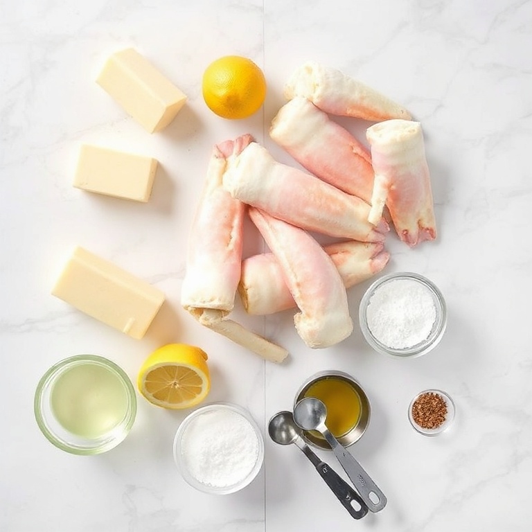 Raw ingredients for oven baked snow crab legs
