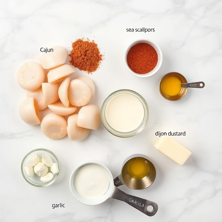 Raw Ingredients for Cajun Scallops