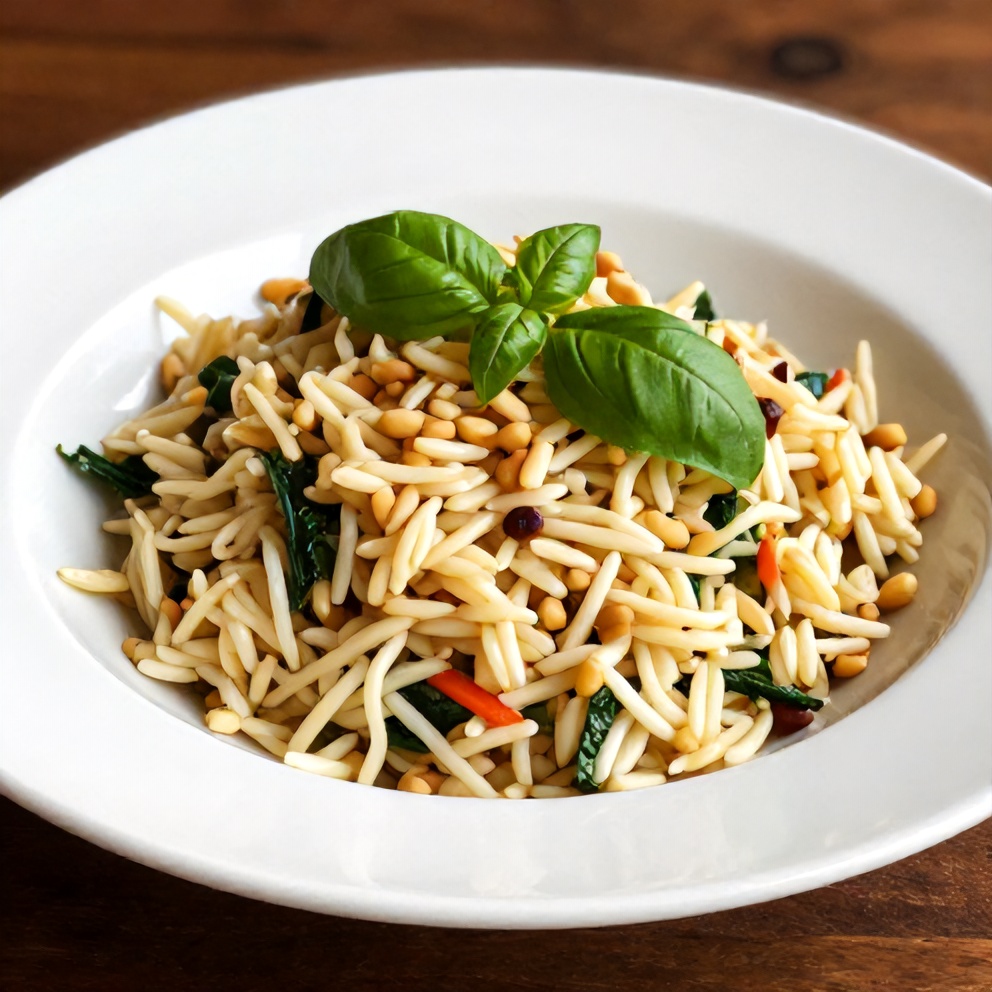 Plated Orzo Salad with Sun-Dried Tomatoes and Feta
