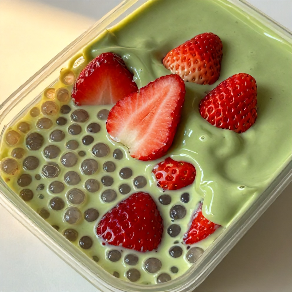 Refreshing Strawberry Matcha Sago Dessert