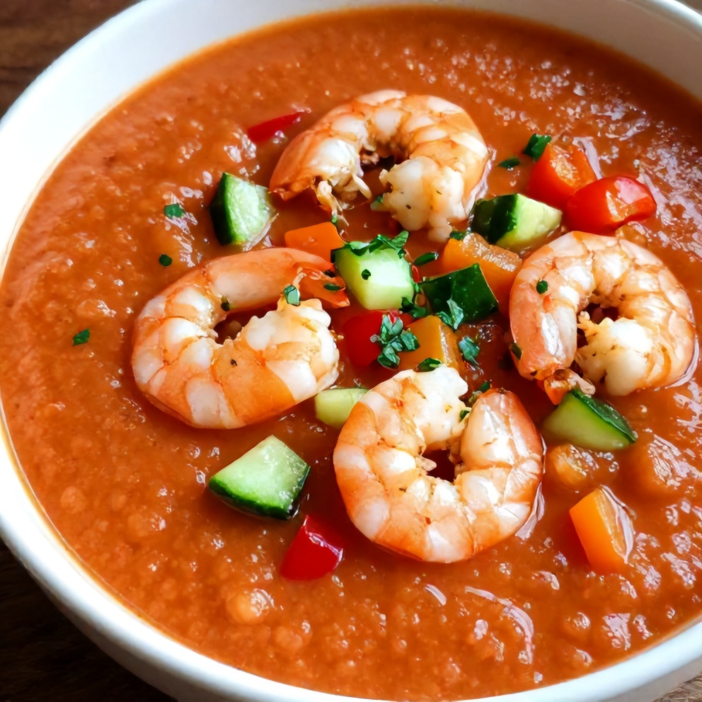 refreshing summer gazpacho with shrimp