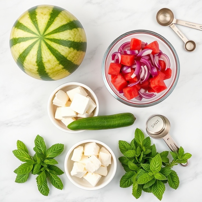 Watermelon Cucumber Salad Ingredients