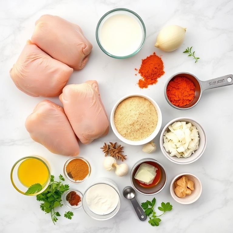 Raw ingredients for slow cooker chicken curry with coconut milk