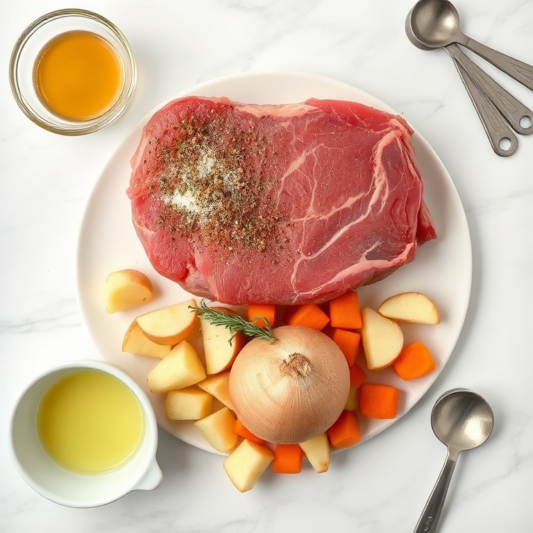 Raw Ingredients for Slow Cooker Chuck Roast