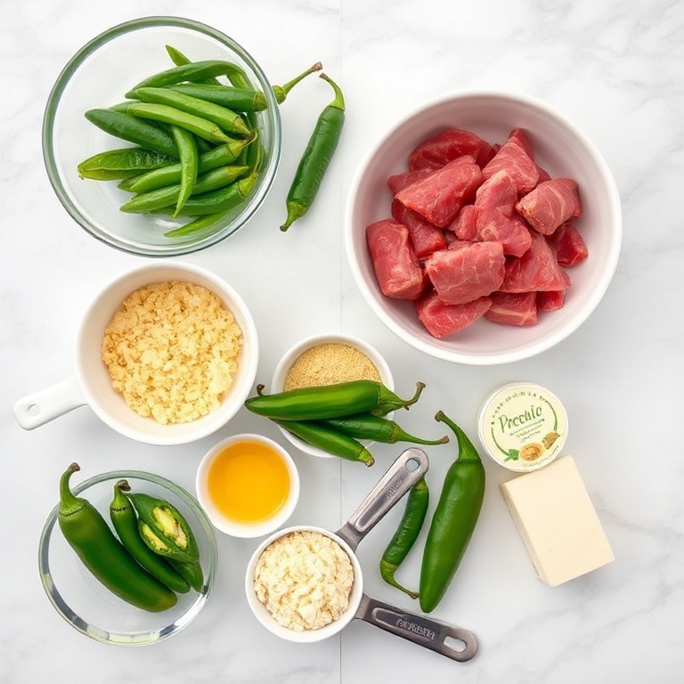 Raw ingredients for Spicy Deer Tenderloin Jalapeño Poppers